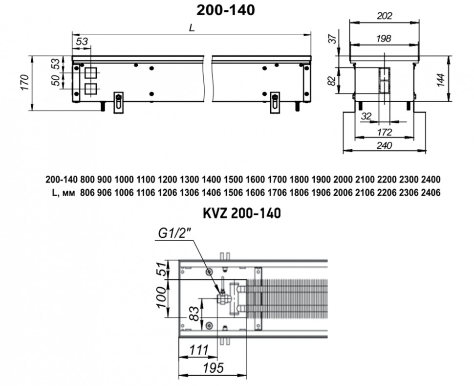 Радиатор Techno Usual KVZ 200-140-2100