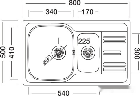 Кухонная мойка Kromevye EX 306 D