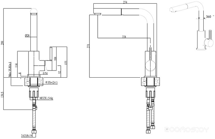 Смеситель Elleci C 02 G40 Full Black|Nero