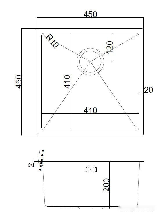Кухонная мойка ARFEKA AF 450*450 Black PVD Nano