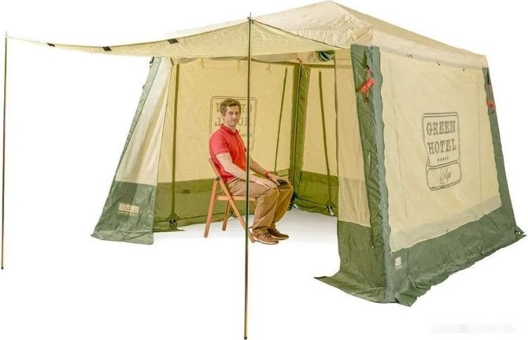 Тент-шатер Camping World Green Hotel Volga 138199 (зеленый/бежевый)