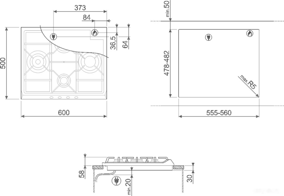 Варочная панель Smeg SR264XGH2