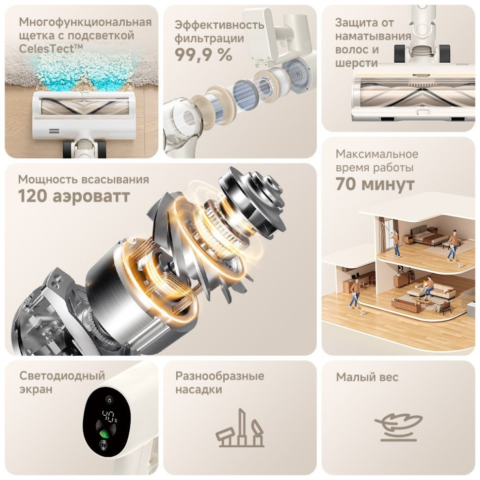 Пылесос Dreame Cordless Vacuum Cleaner R10s VZV22A (евровилка, белый)