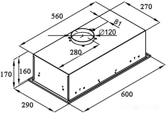 Вытяжка Ciarko SL-Box Turbo 600 (белый)