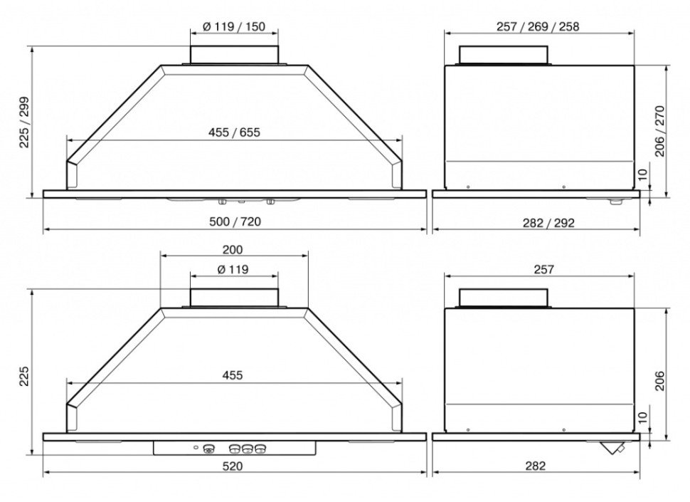 Вытяжка Elikor Врезной блок 52Н-650-Э3Д нерж