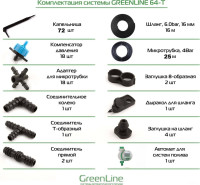 Система полива Greenline 64T на 72 капельницы