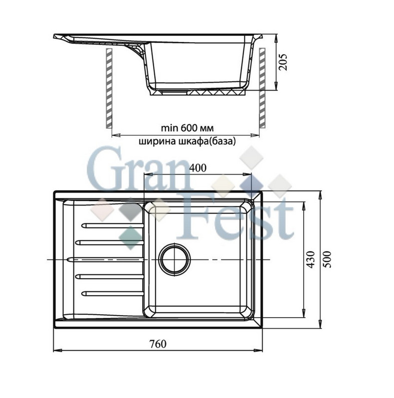 Кухонная мойка GranFest Practic GF-P760L
