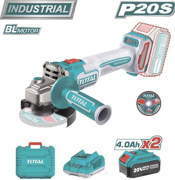 Угловая шлифмашина Total TAGLI211542 (с 1-им АКБ, кейс)