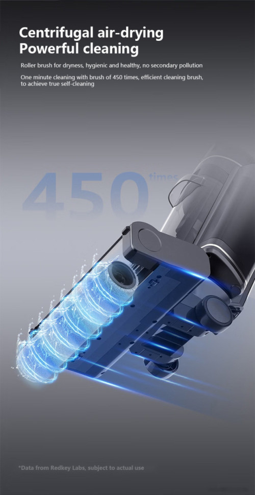 Вертикальный пылесос с влажной уборкой Redkey Cordless Wet Dry Vacuum Cleaner W12 Pro (серый)
