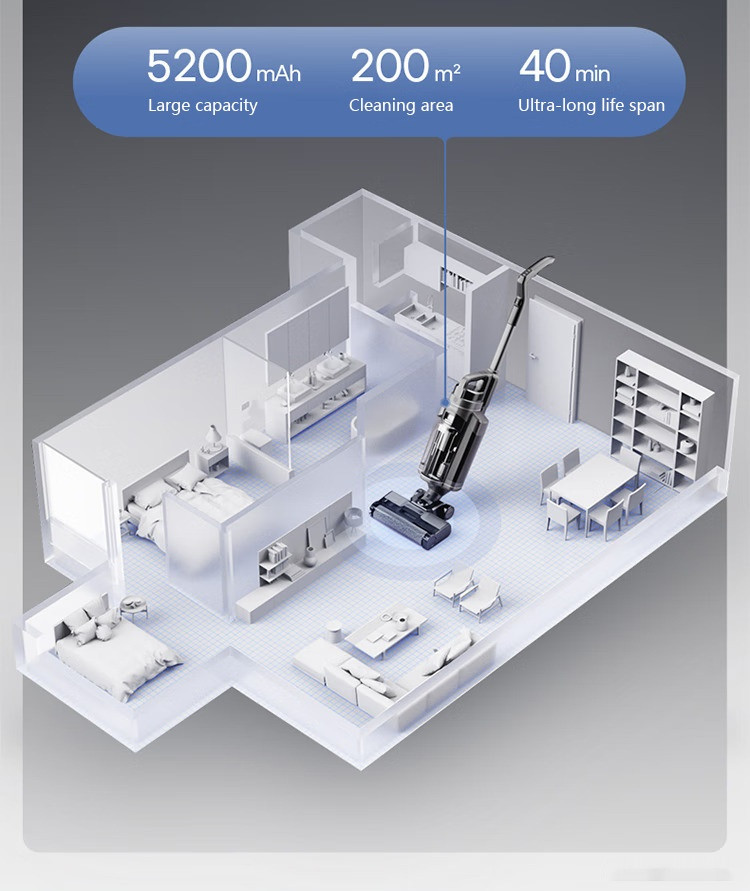 Вертикальный пылесос с влажной уборкой Redkey Cordless Wet Dry Vacuum Cleaner W12 Pro (серый)