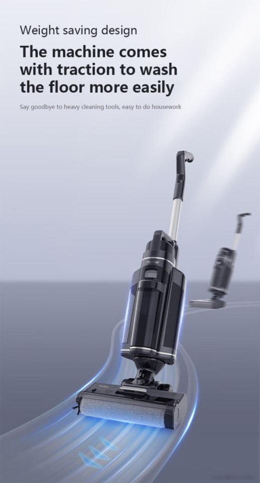 Вертикальный пылесос с влажной уборкой Redkey Cordless Wet Dry Vacuum Cleaner W12 Pro (серый)