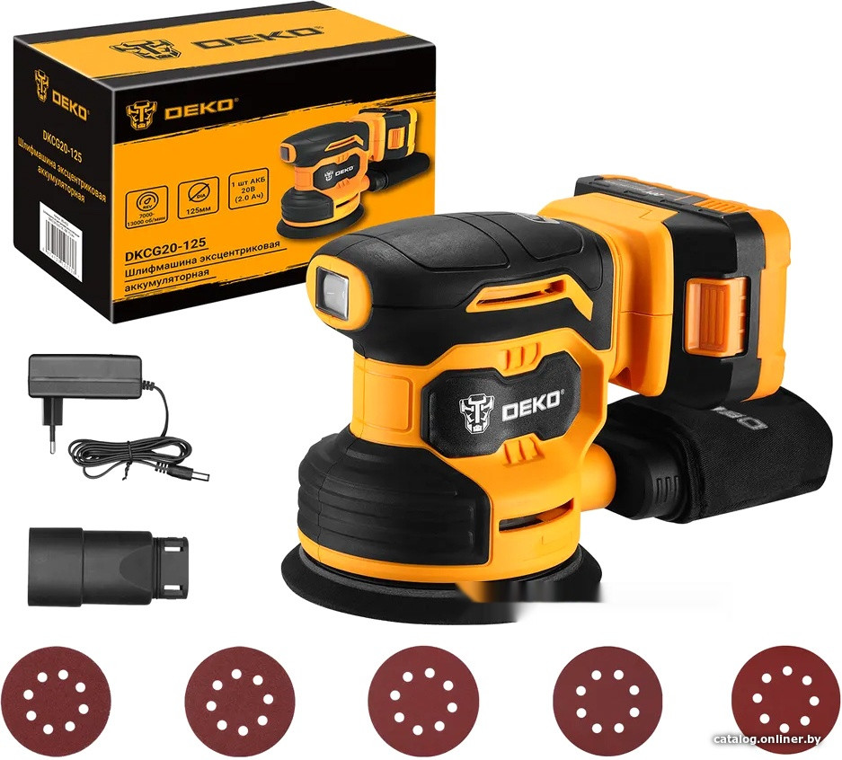 Шлифовальная машина Deko DKCG20-125 063-4022 (с 1-м АКБ)