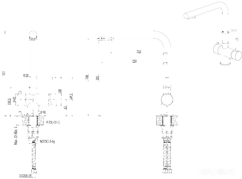Смеситель Elleci T 01 G68 Bianco Titano