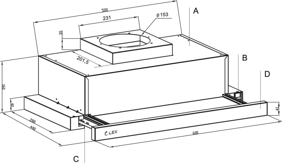 Вытяжка LEX Hermes G 600 Grey