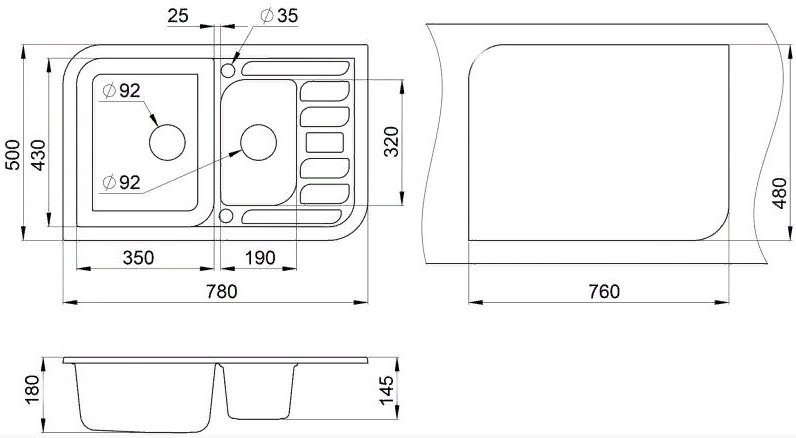 Кухонная мойка Granula 7803 (Базальт)