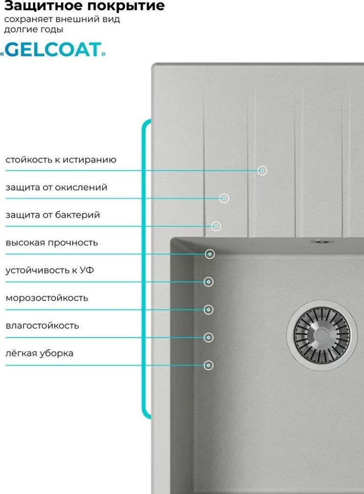 Кухонная мойка Polygran Deka 700 (серый)