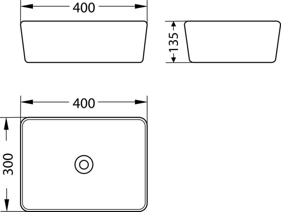 Умывальник Lauter 21674B + клапан 21190B + сифон 21635B (черный матовый)