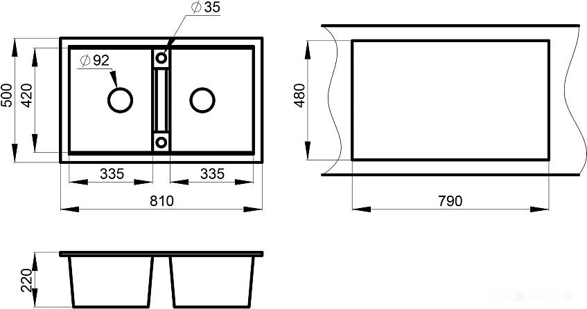Кухонная мойка Granula GR-8101 (алюминиум)