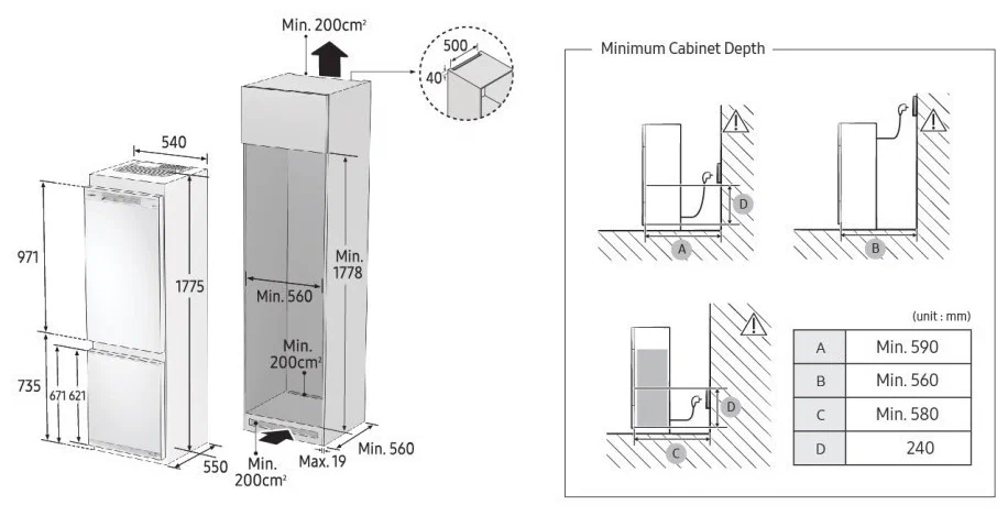 Встраиваемый холодильник Samsung BRB26600FWW, белый
