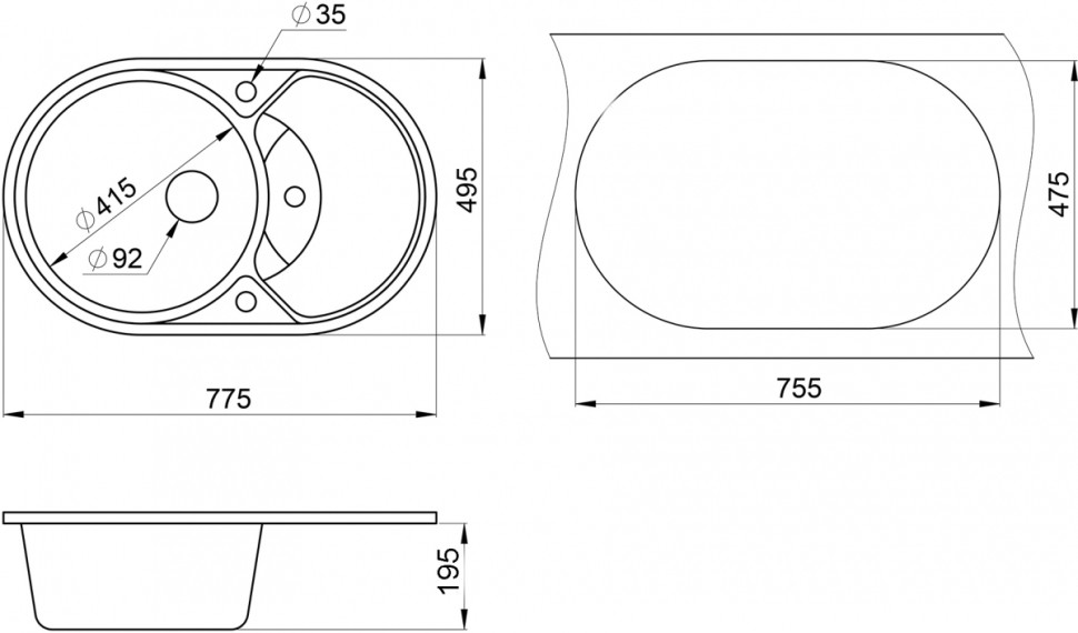 Кухонная мойка Granula 7801 (Пирит)