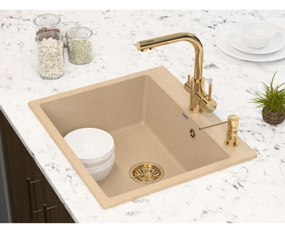 Дозатор для моющего средства Paulmark Kraft D003-BG (брашированное золото)