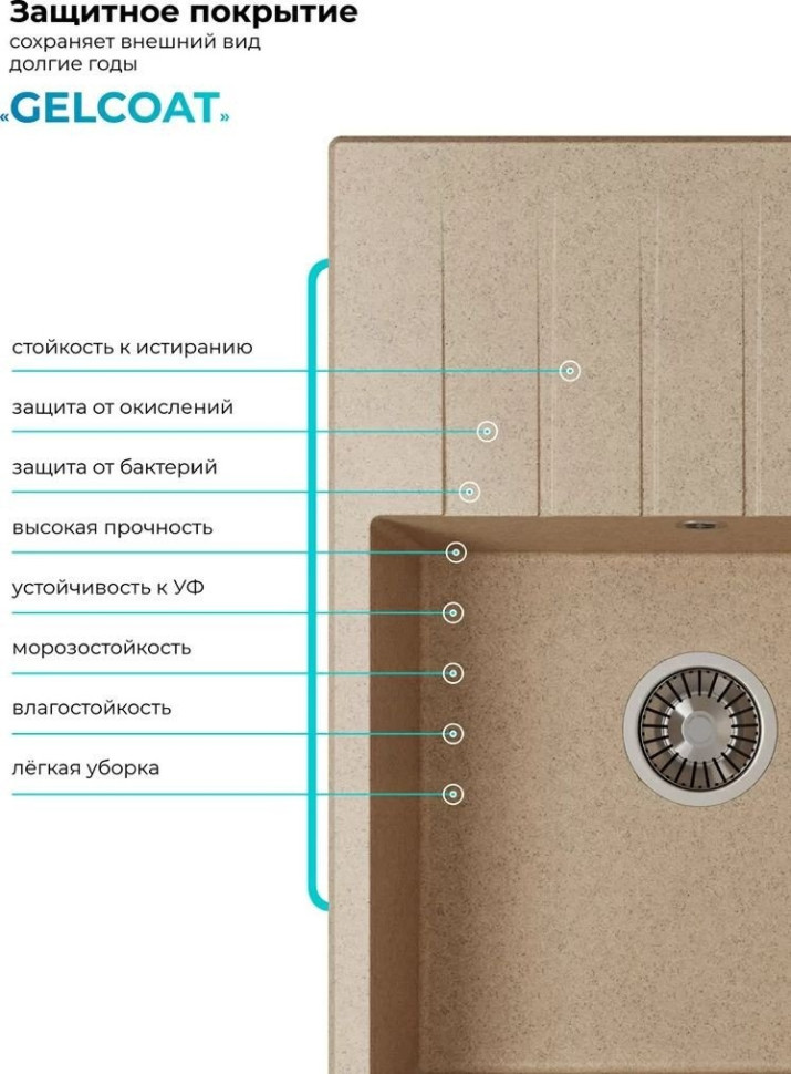 Кухонная мойка Polygran Deka 700 (песочный)