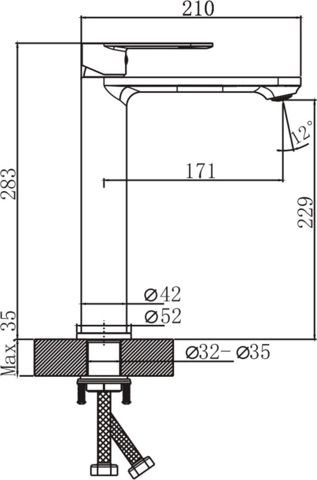 Умывальник Lauter 21674A + Moon 21СК8691BS с сифоном 21635B (черный матовый)