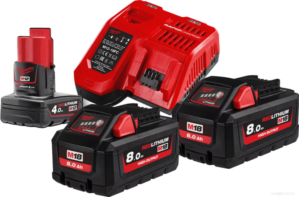 Аккумулятор для инструмента Milwaukee M18 M18HNRG-802 4933471073 (2 x 18В/8 Ач + 12В/4 Ач + 12-18В)