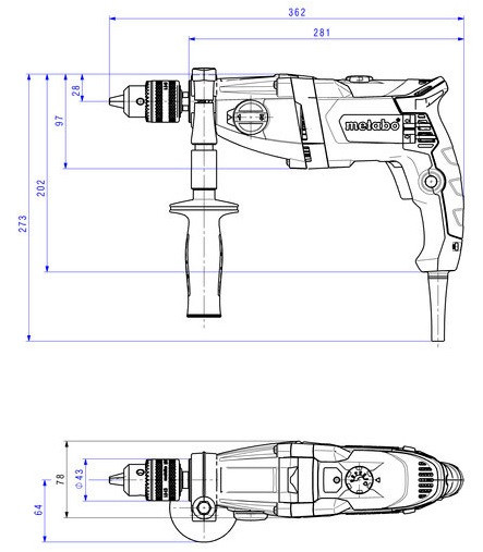 Дрель безударная Metabo BE 850-2