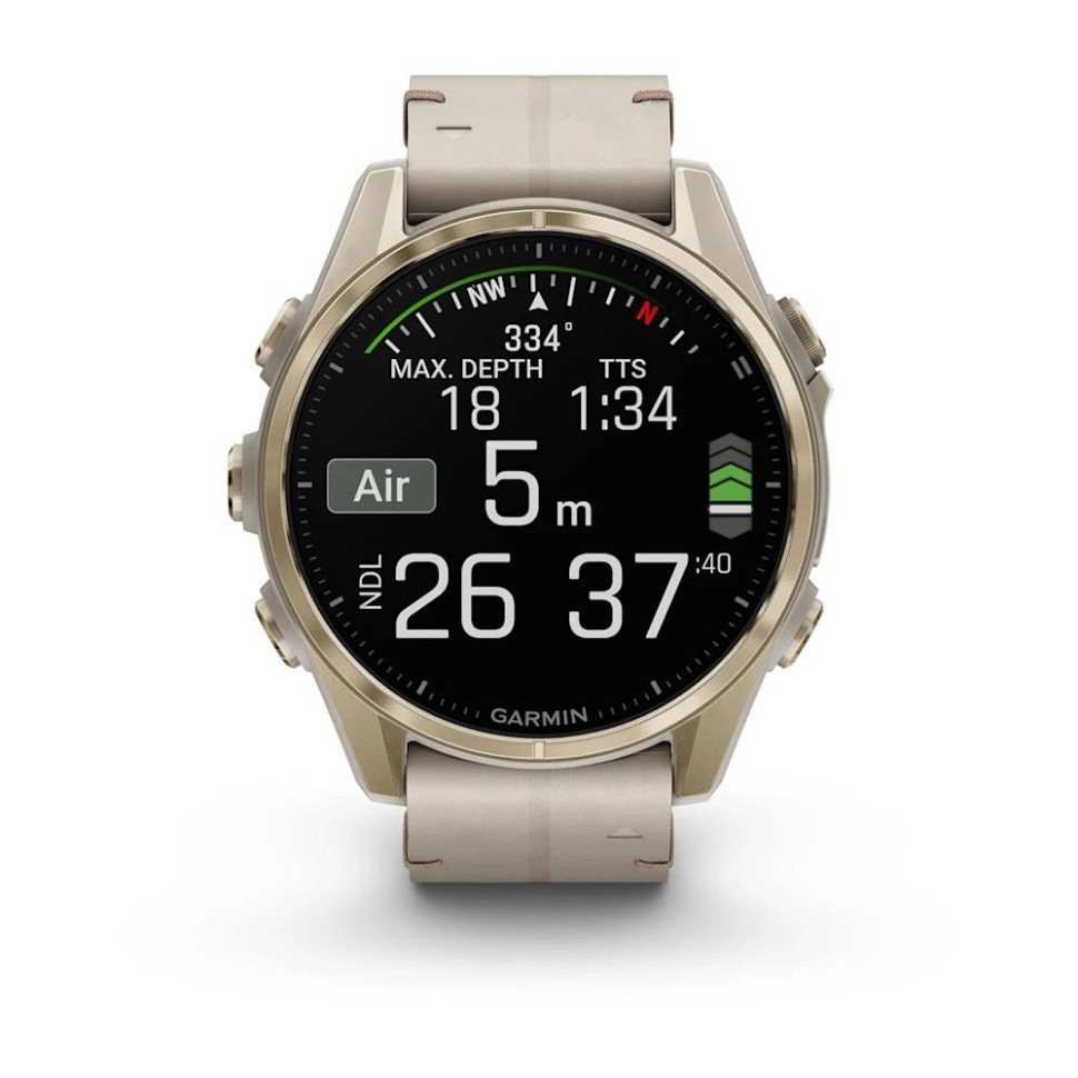 Умные часы Garmin Fenix 8 Sapphire 43мм (золотистый, дымчато-серый ремешок)