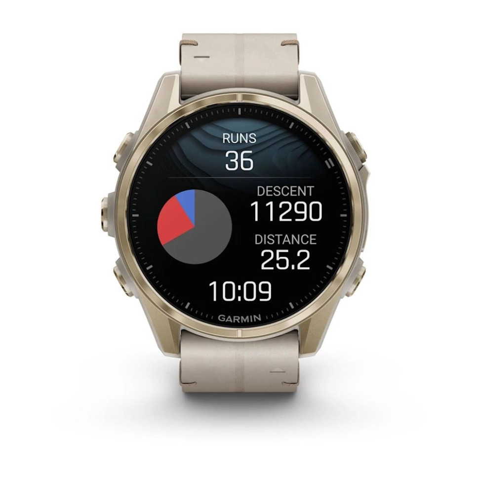 Умные часы Garmin Fenix 8 Sapphire 43мм (золотистый, дымчато-серый ремешок)