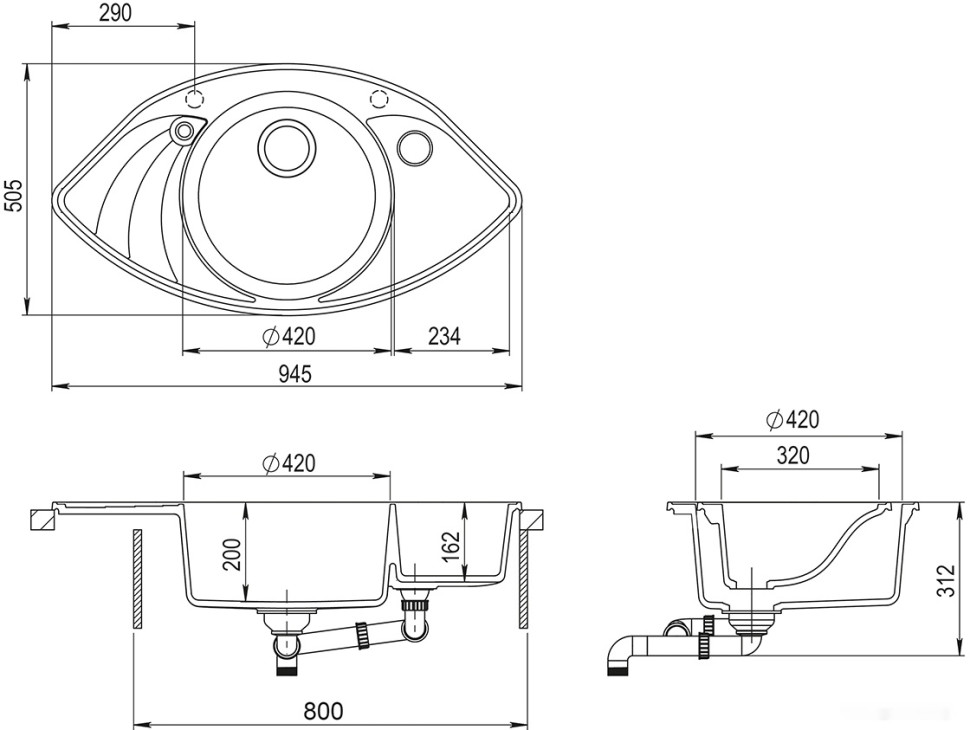 Кухонная мойка AquaSanita Papillon SCP151AW (argent 220)