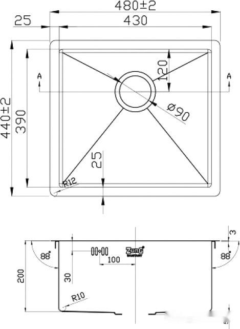 Кухонная мойка Zorg R-4844