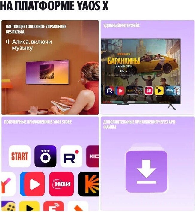 Телевизор Яндекс Яндекс ТВ Станция Бейсик QLED с Алисой 43