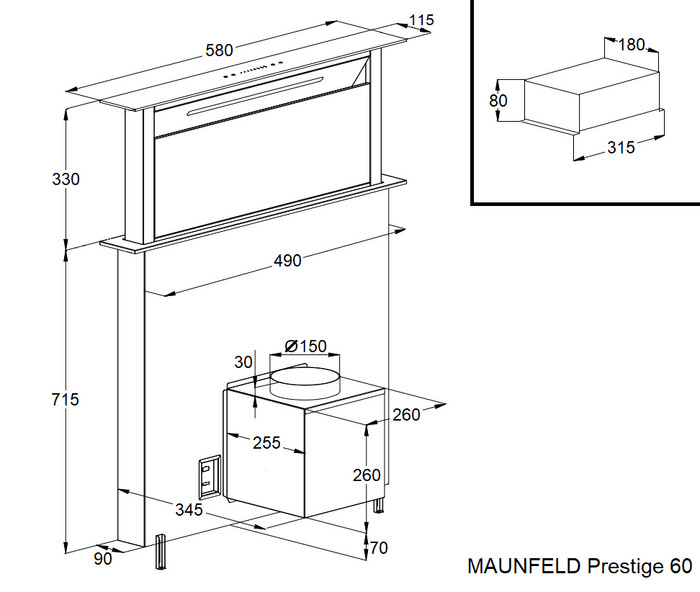 Вытяжка Maunfeld Prestige 90 (нержавеющая сталь)
