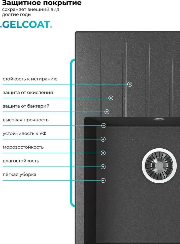 Кухонная мойка Polygran Deka 700 (черный)