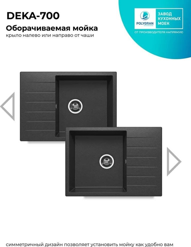 Кухонная мойка Polygran Deka 700 (черный)