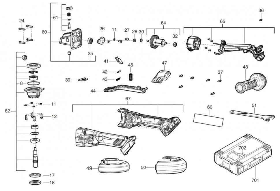 Угловая шлифмашина Milwaukee M18 Fuel FSAGV115XPDB-0X 4933478773 (без АКБ, кейс)