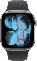Умные часы Apple Watch Series 11 42 мм (алюминиевый корпус, космический серый/черный, спортивный силиконовый ремешок S/M)