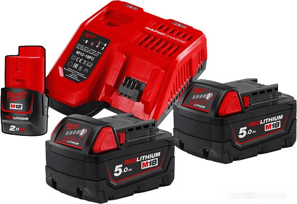 Аккумулятор для инструмента Milwaukee M18 M18NRG-502 4933459217 (2 x 18В/5 Ач + 12В/2 Ач + 12-18В)