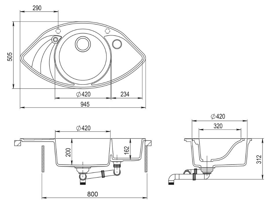 Кухонная мойка AquaSanita Papillon SCP151AW 202 alumetallic