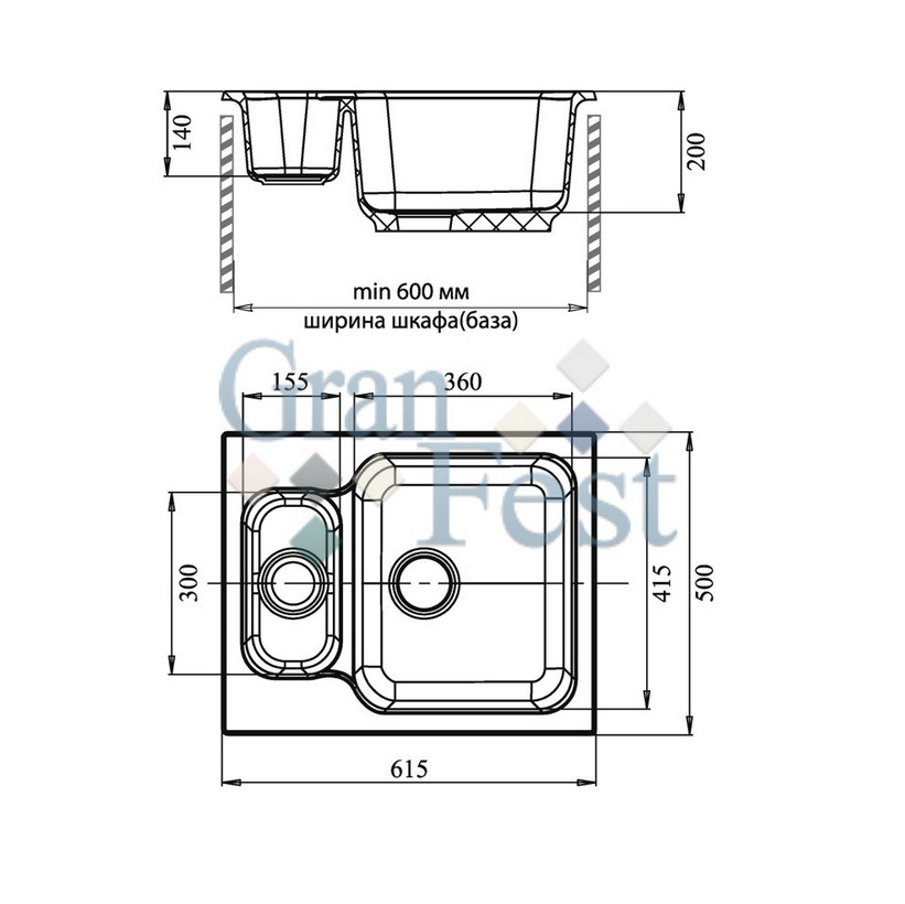 Кухонная мойка GranFest Standart GF-S615K
