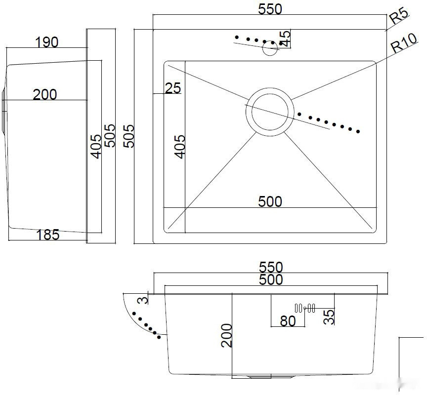 Кухонная мойка ARFEKA AF 550*505 Satin