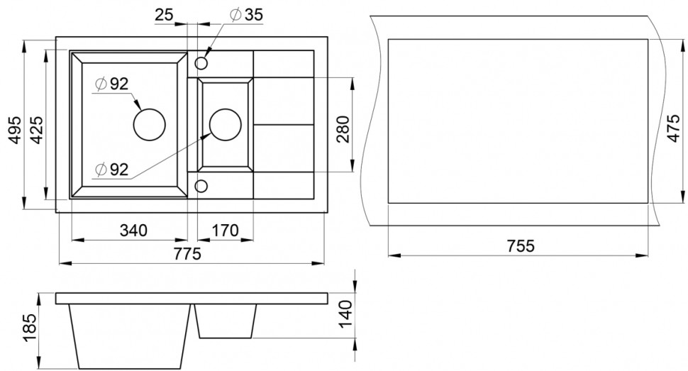 Кухонная мойка Granula 7802 (Пирит)