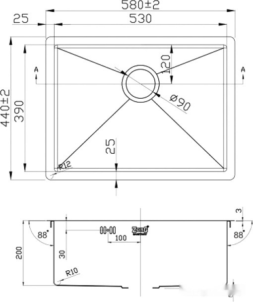 Кухонная мойка Zorg R-5844