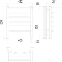 Полотенцесушитель Terminus Классик П6 400x650 с полкой нп электро (хром)