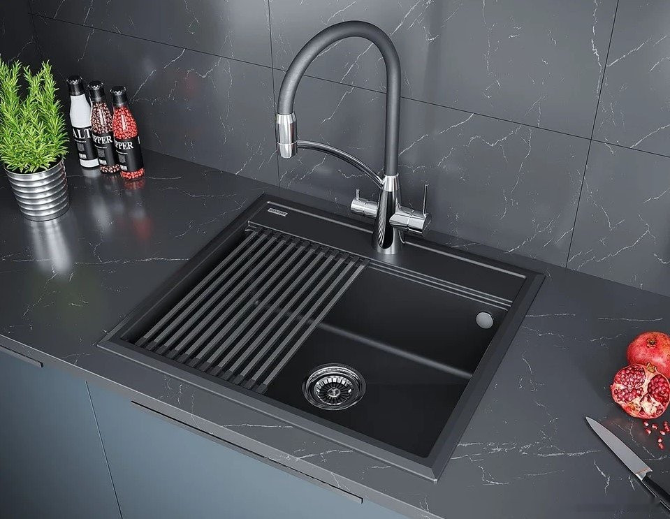 Кухонная мойка Paulmark Stepia-590 PM115951-BLM (черный металлик)
