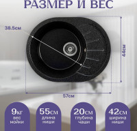 Кухонная мойка Saniteco Pura (черный)