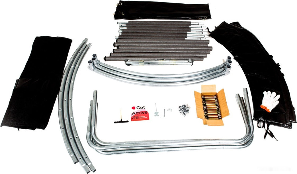 Батут GetActive Jump 10ft - 312 см с лестницей, внешней сеткой (черный)