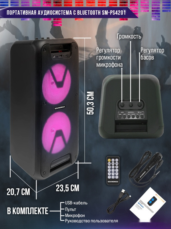 Музыкальный центр SoundMAX SM-PS4201